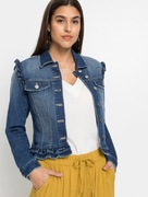 Kurtka dżinsowa z falbanami 44 niebieski denim.