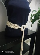 Pasek makramowy koraliki drewniane kółko