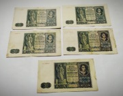 Zestaw 50 zł 1941 serie ABCDE komplet 5 sztuk 