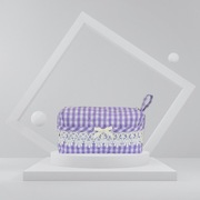 Kosmetyczka damska, box, fioletowa krateczka.Pikowana.