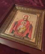 Przepiękna ikona prawosławna w kiocie Matka Boska Znamienije. ZNAK.