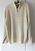 Gruby kremowy sweter 50% wełna L