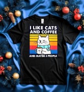 Czarna  męska  koszulka z nadrukiem  Kota