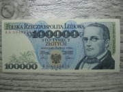 BANKNOT PRL 100000 ZŁOTYCH 1990 ROK SERIA BA MONIUSZKO UNC
