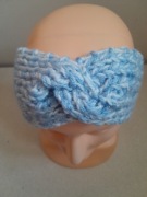 Opaska na uszy handmade ciepła turban błękitna 