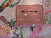 Stylowa damska portmonetka, portfel w serduszka różowy