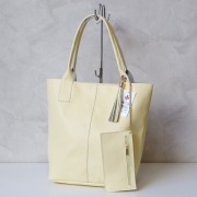 Torebka shopper Vera Pelle skóra żółta bananowa