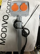 Elektryczne gniazdo ogrodowe z grotem 2x2P z kablem 1,5 m IP44 DPM