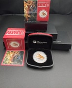 LUNAR II,YEAR OF THE TIGER 1oz SILVER COLOURED COIN /SET 2010THE PERTH MINT