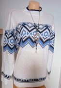 Biało niebieski sweterek damski 
