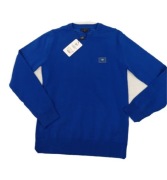 V 1969 ITALIA BY VERSACE Sweter niebieski okrągły r. L