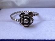 Juwelia warmet stary srebrny pierścionek kwiatek vintage retro Cepelia 14