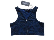 Nowy niebieski granatowy croptop Republic wzory 36,S top bluzka