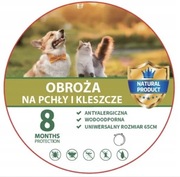 OBROŻA DLA PSA i KOTA NA PCHŁY KLESZCZE 8 MIESIĘCY 65 CM UNIWERSALNA