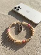 Biżuteryjna smycz do telefonu Kamień Rzeczny i Agat fuksjowy, Mattè Prism