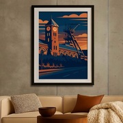 Śląsk - Nikiszowiec Katowice Szyb Pułaski Plakat Art Deco 40x60cm