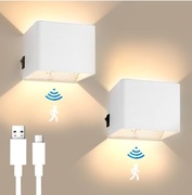 YindaLux 2 sztuki 3000mAh lampa ścienna z czujnikiem ruchu wewnątrzna