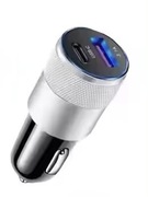 Ładowarka samochodowa w kolorze srebrnym USB-C + USB 15W PD 3.1A | 12-24V