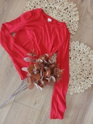 czerwona bluzka z długim rękawem czerwony prążkowany croptop 36S