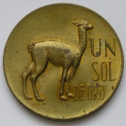 Peru 1 sol de oro 1966 - LAMA - stan 1/2