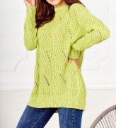 Me Gusta limonkowy sweter z wełną