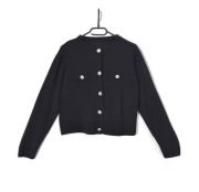 Sweter Kardigan Dzianinowy Krótki Czarny |R. L