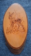 Obraz WYPALONY w drewnie- SARNA , Myśliwstwo, Łowiectwo- wym.ok.11x24 cm
