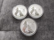 Srebrna moneta 1 oz lunar III rok królika