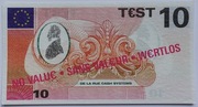Banknot testowy, nominał "10" , De La Rue, stan ok.1
