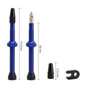 2szt wentyle PRESTA tubeless, 60mm, niebieskie