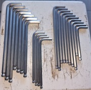 Klucze imbusowe z kulistą końcówką, długie 21 sztuk, imbusy z kulką