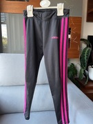 legginsy sportowe adidas dziewczęce 110-116 cm czarne z różowymi paskami