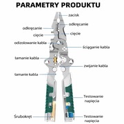 Obieraczki do ściągania izolacji, tester napięcia