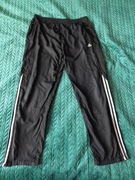 Spodnie dresowe Adidas czarne rozmiar XXL szeleszczące z paskami kieszenie 