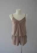 Lascana plażowy pleciony kombinezon taupe mink beach jumpsuit 36 S