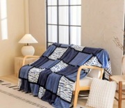 Koc Prążek Niebieski 180x200cm