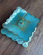 Rękodzieło Patera 2 piętrowa z żywicy epoksydowej zielony 