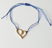 Bransoletka z pozłacanym sercem Niebieski sznurek Regulowana