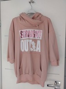 Bluza z kapturem, cekiny firmy MEGI roz. S/M pudrowy róż  MICKEY 