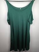 Sukienka damska S zielona butelkowa cold shoulder casual basic
