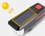 4w1 Mocna solarna lampka rowerowa LED z klaksonem i wbudowanym akumulatorem