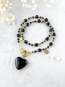 Onyks, agat,hematyt - stal UNIKAT naszyjnik premium 