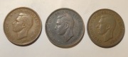 3 x Half Penny 1942 - 1950 Anglia Jerzy VI