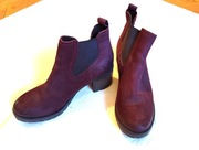 Bordowe zamszowe skórzane botki Lasocki r. 41. 