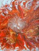 NOWOCZESNE MALARSTWO ABSTRAKCYJNE 30x24cm "MOC POMARAŃCZU"