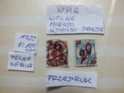 2szt. znaczki pełna seria Fi 100 przedruk WMG 1922r. Herb DANZIG Rzesza PMW
