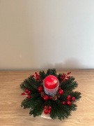 Stroik świąteczny na stół średnica 26 cm handmade