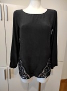 Bluzka Club Monaco S jedwab czarna koronkowa
