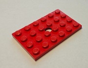 Lego 709 płytka z otworem 4x6 czerwony - 1 sztuka !