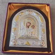 Piękna Ikona prawosławna Matka Boska Kazańska z Dzieciątkiem Jezus. 